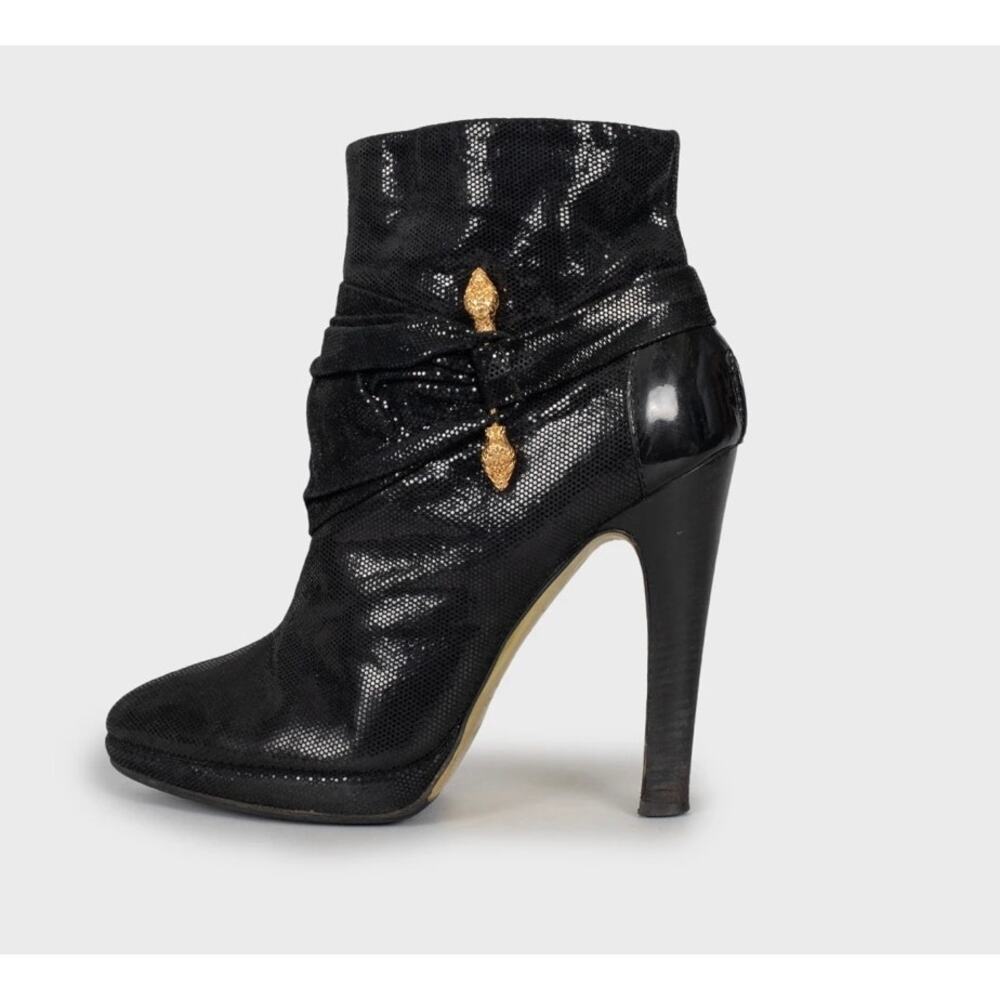 Roberto Cavalli Black Leather Ankle Boots Sz.38.5